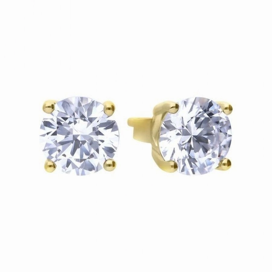 Gold Plated Silver 2.00ct Cubic Zirconia Solitaire Stud Earrings