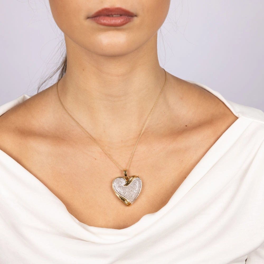 Gold Plated Sterling Silver 1 Carat Diamond Heart Pendant on 45cm Chain