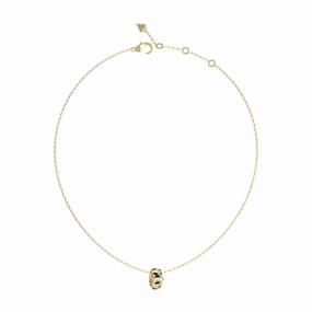 Guess Gold-Plated Stainless-Steel Jungle Circle Enamel Pendant On 16-18" Chain