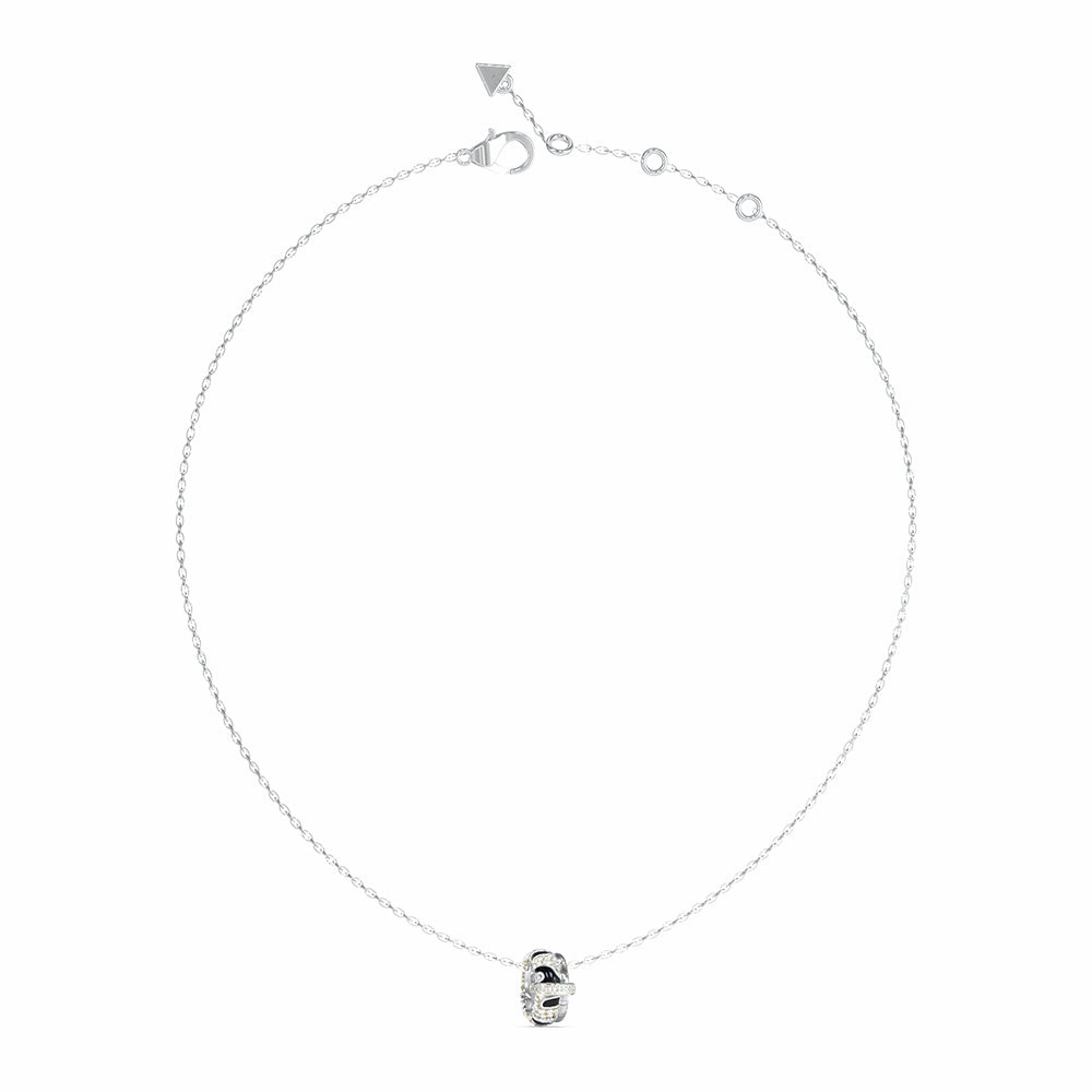 Guess Stainless Steel Jungle Circle Enamel Pendant on 16-18" Chain