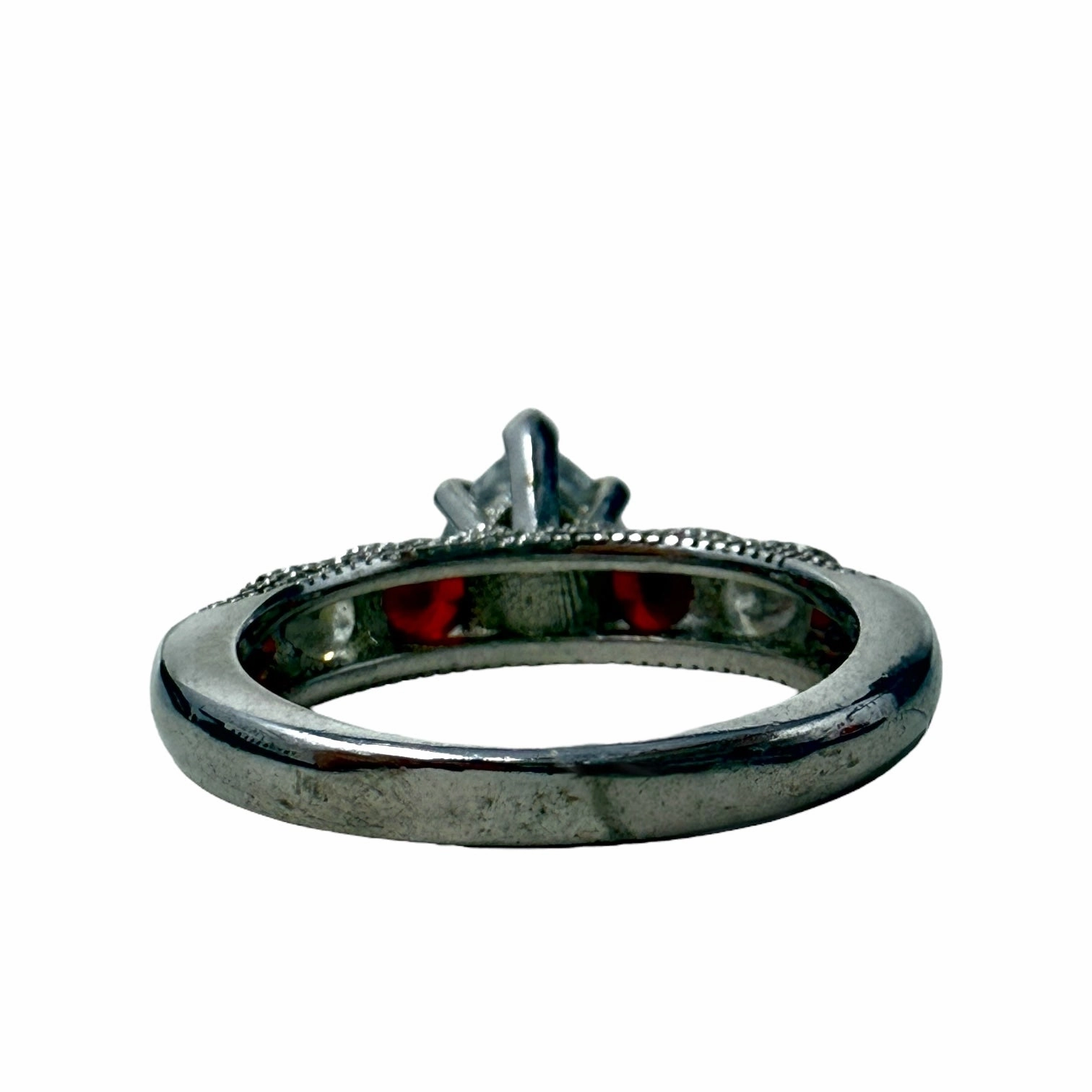 Heart Cubic Zirconia Red Pumpkin Garnet Solitaire Silver 925 Ring By Clothes Mentor, Size: 6