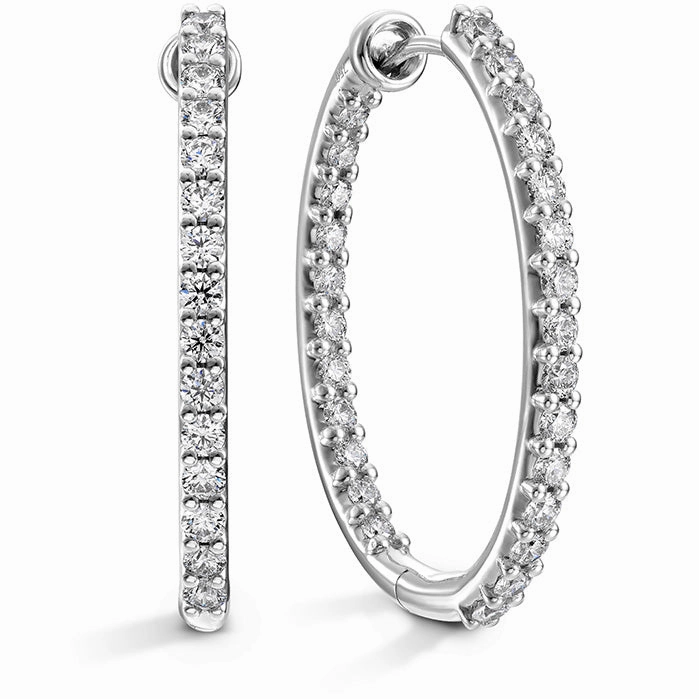 Hearts On Fire Classic Inside Out Hoop Large Oval Diamond Earrings