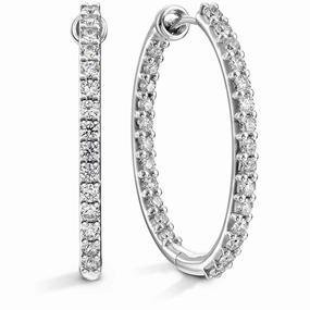 Hearts On Fire Classic Inside Out Hoop Large Oval Diamond Earrings