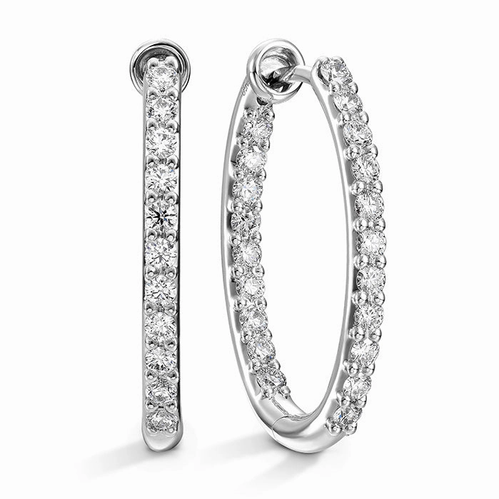 Hearts On Fire Classic Inside Out Hoop Medium Diamond Earrings