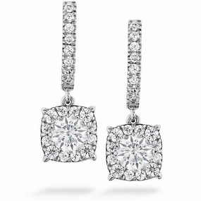 Hearts On Fire Custom Halo Drop Diamond Earrings