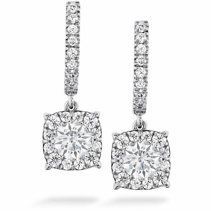 Hearts On Fire Custom Halo Drop Diamond Earrings