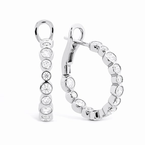 Hearts On Fire Large Bezel Diamond Hoops