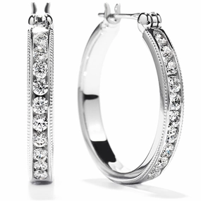 Hearts On Fire Milgrain Diamond Hoop Earrings