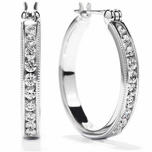 Hearts On Fire Milgrain Diamond Hoop Earrings