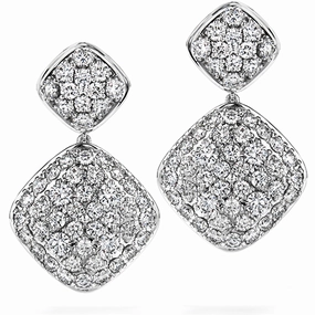 Hearts On Fire Silk Pave Double Diamond Shape Drop Earrings