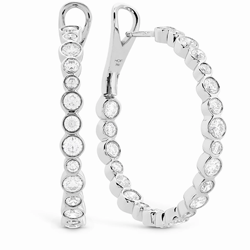 Hearts On Fire Small Bezel Diamond Hoops