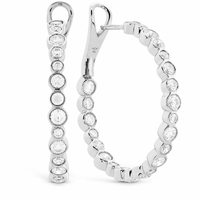 Hearts On Fire Small Bezel Diamond Hoops