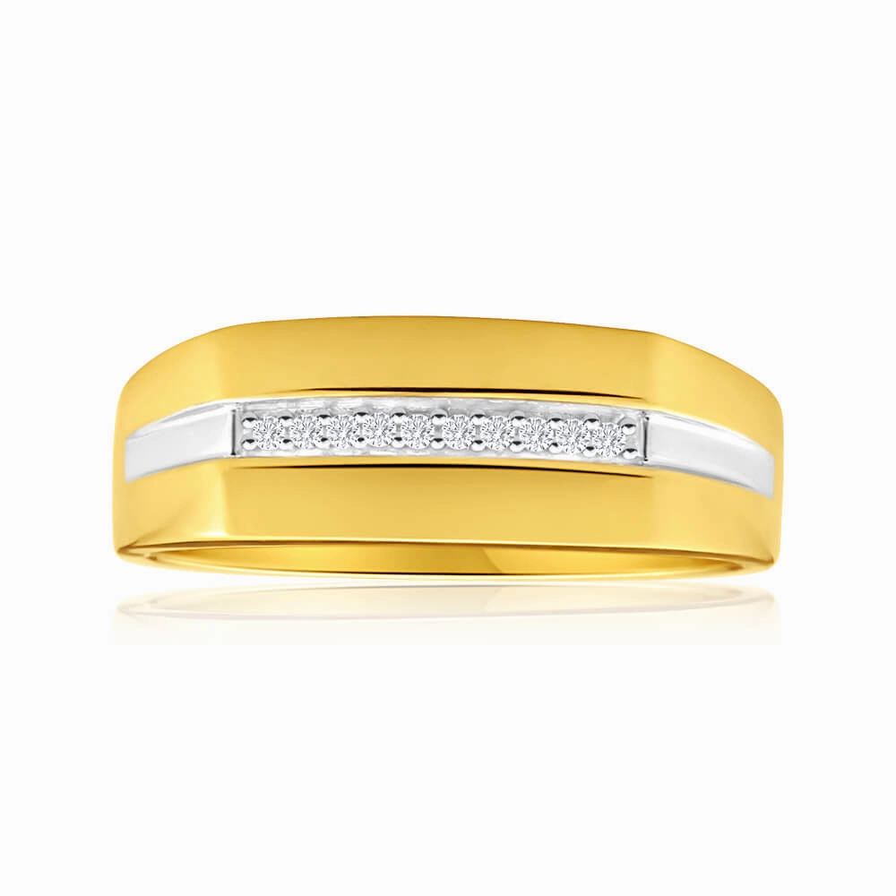 His and Hers Rings 9ct Yellow Gold Ladies Ring With 10 Diamonds