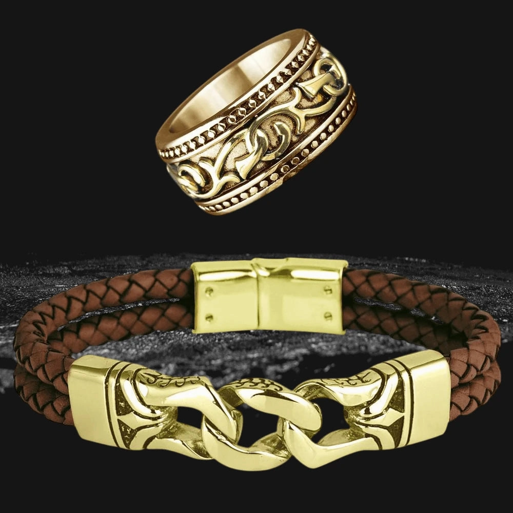 Horizon Brown Bracelet & Hudson Ring Set