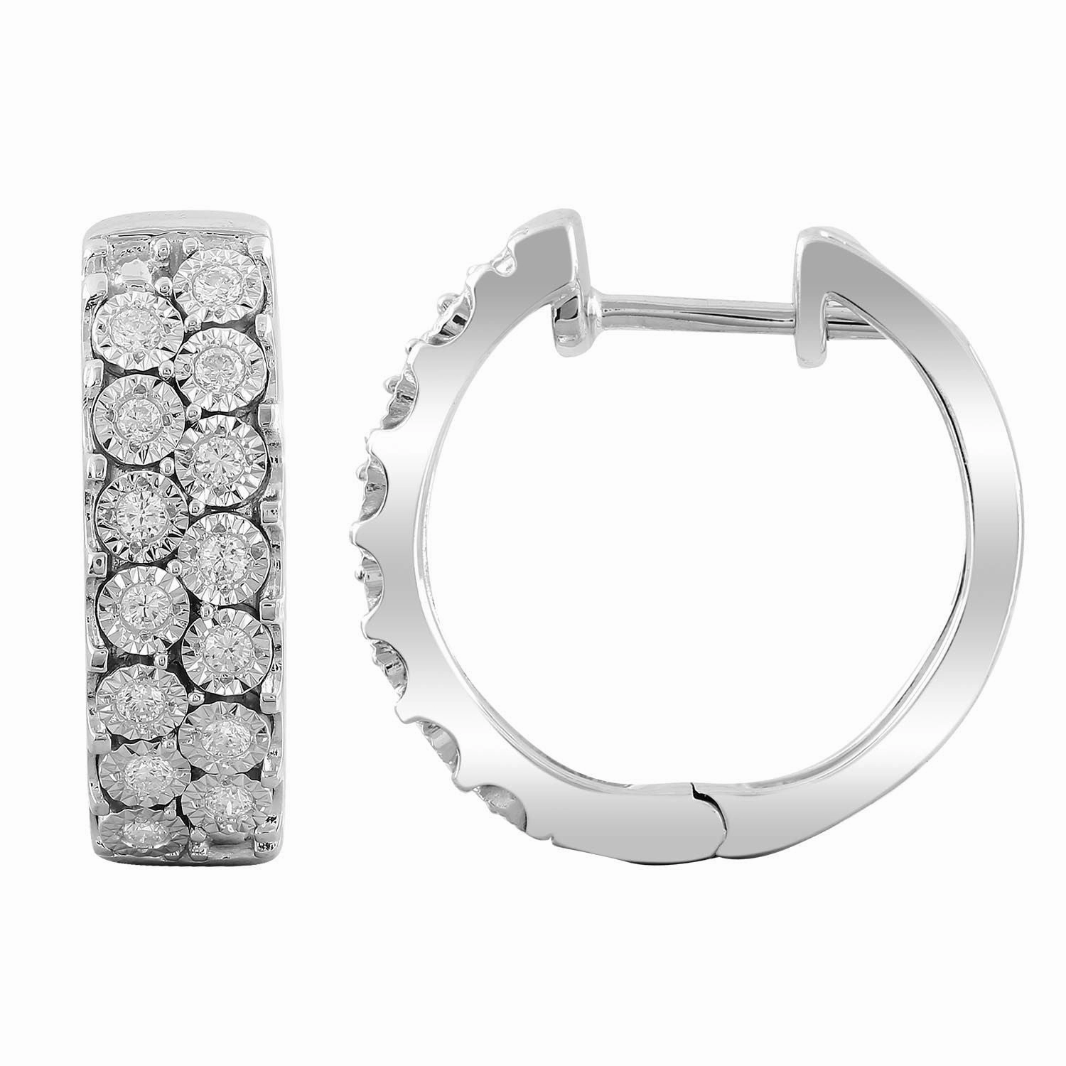 Huggie Earrings with 0.23ct Diamonds in 9K White Gold