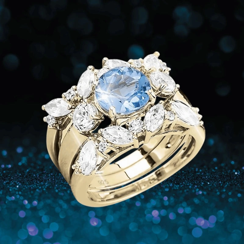 Isla Blue Topaz Trio Bridal Ring