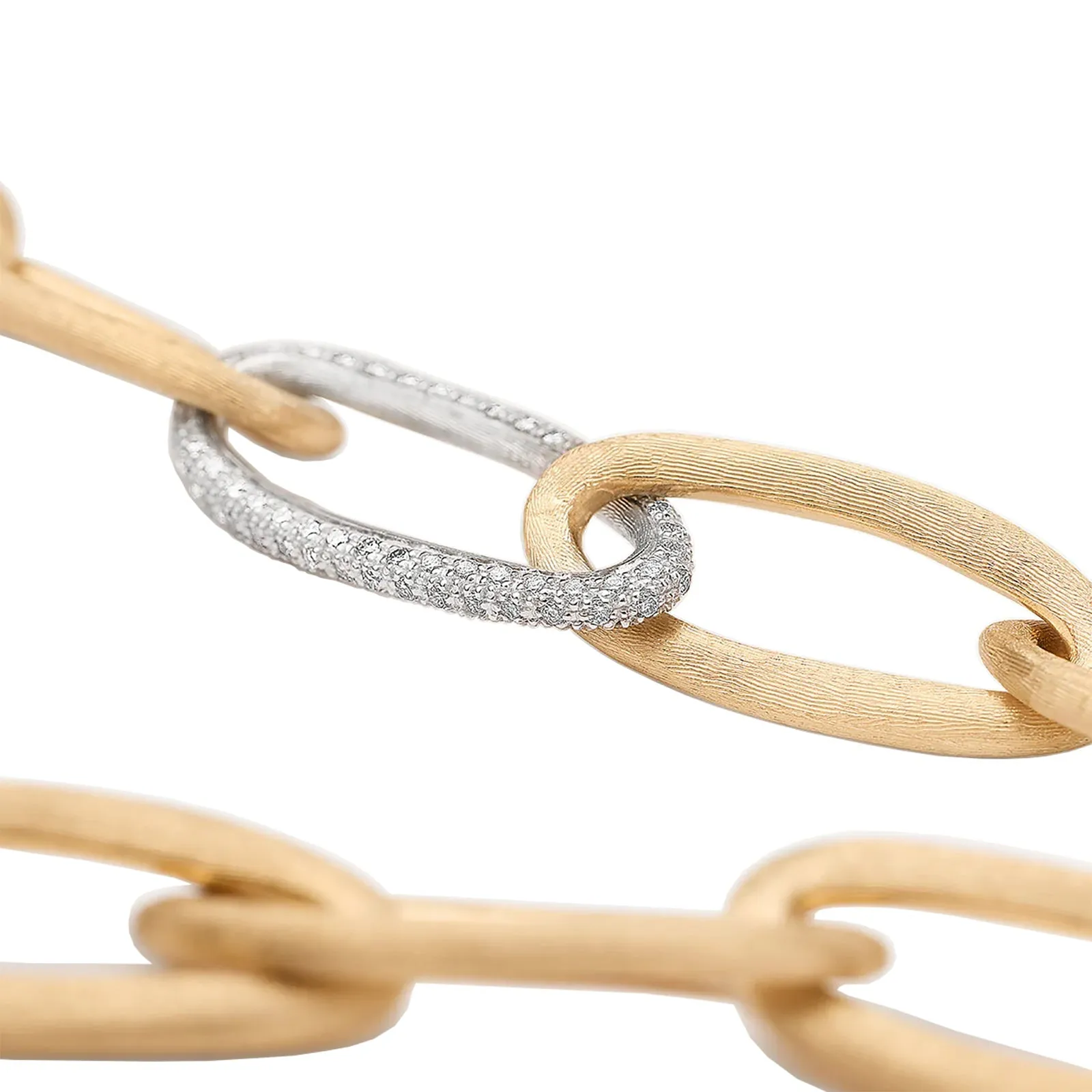 Jaipur Gold Oval Link Bracelet With Pav Diamonds