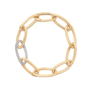 Jaipur Gold Oval Link Bracelet With Pav Diamonds
