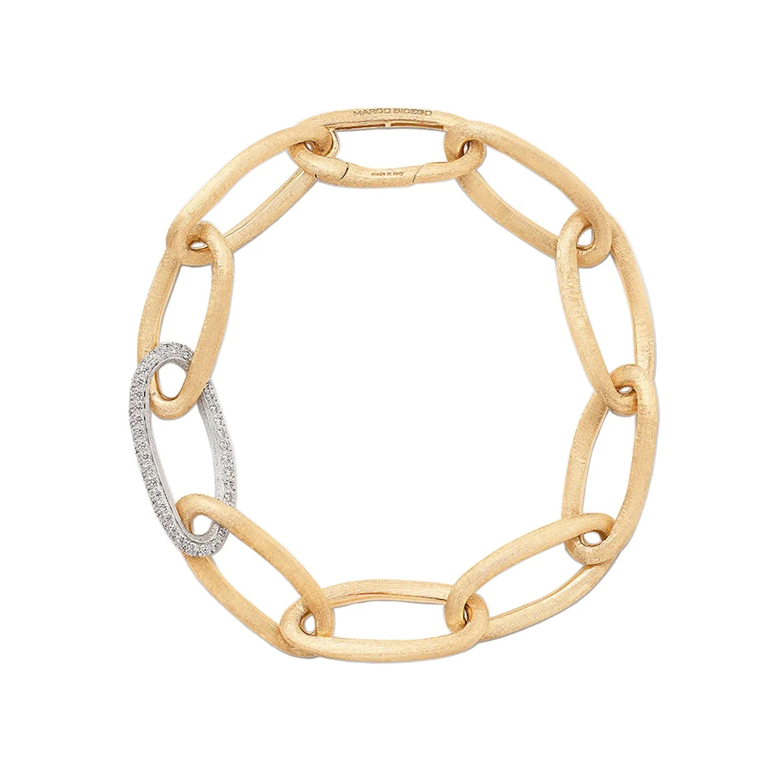 Jaipur Gold Oval Link Bracelet With Pav Diamonds