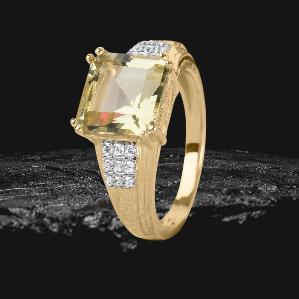 Lemon Quartz Solitaire Ring
