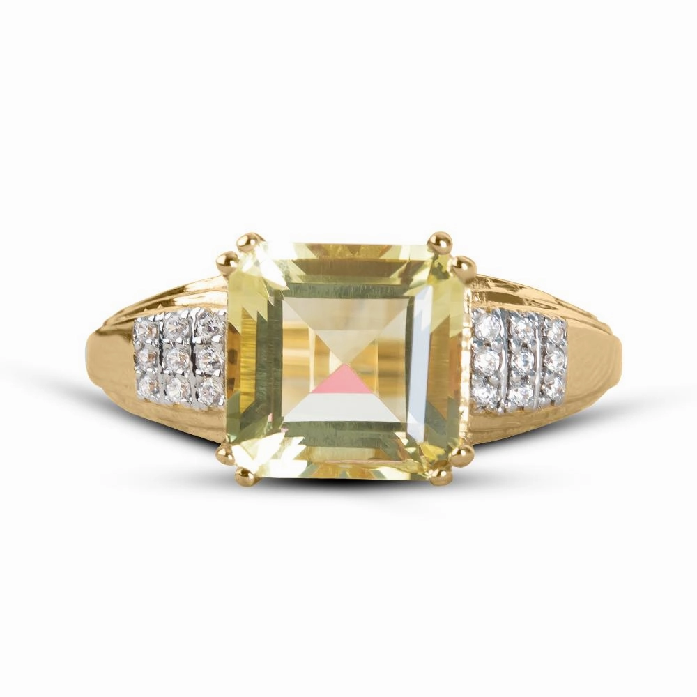 Lemon Quartz Solitaire Ring