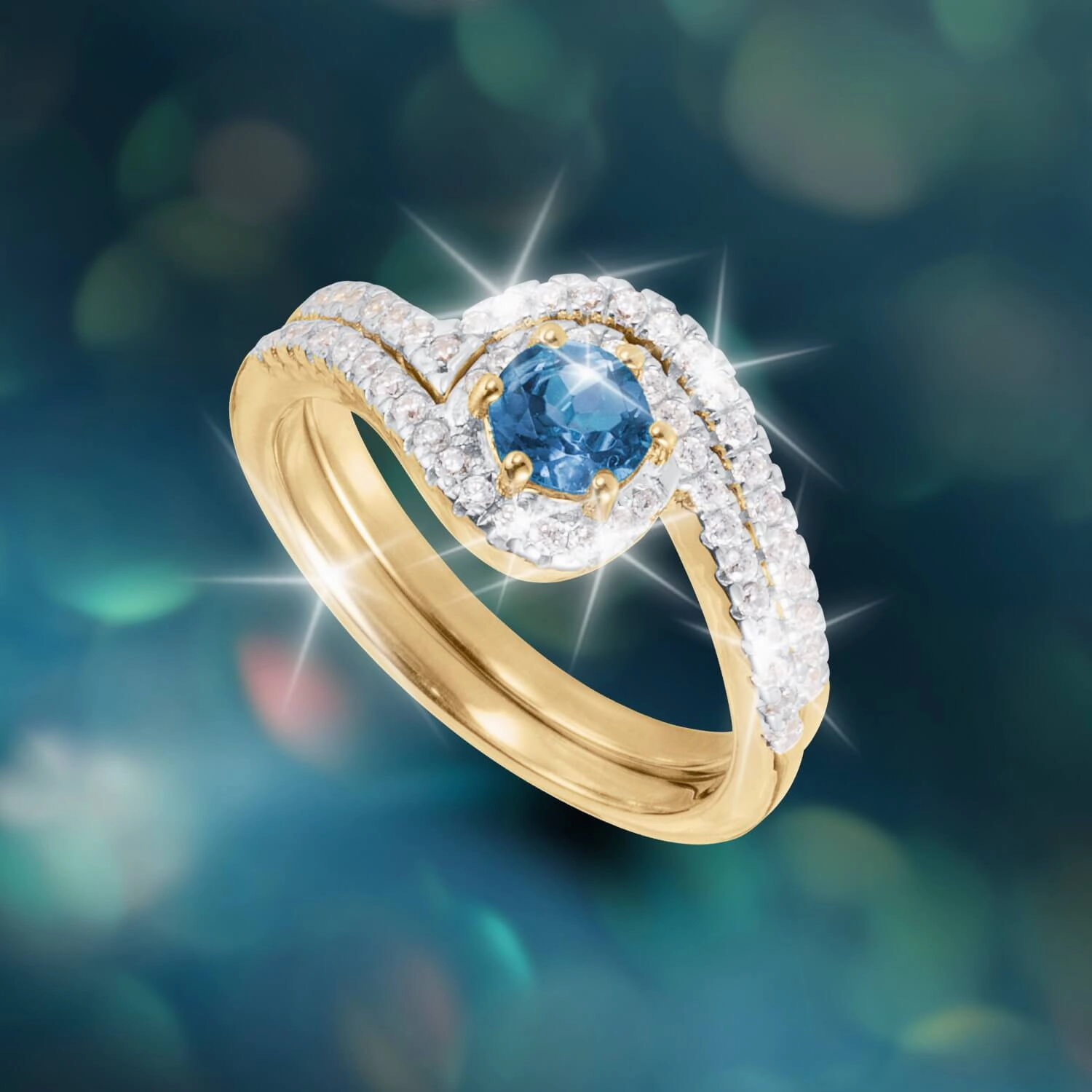 London Blue Topaz Bridal Ring