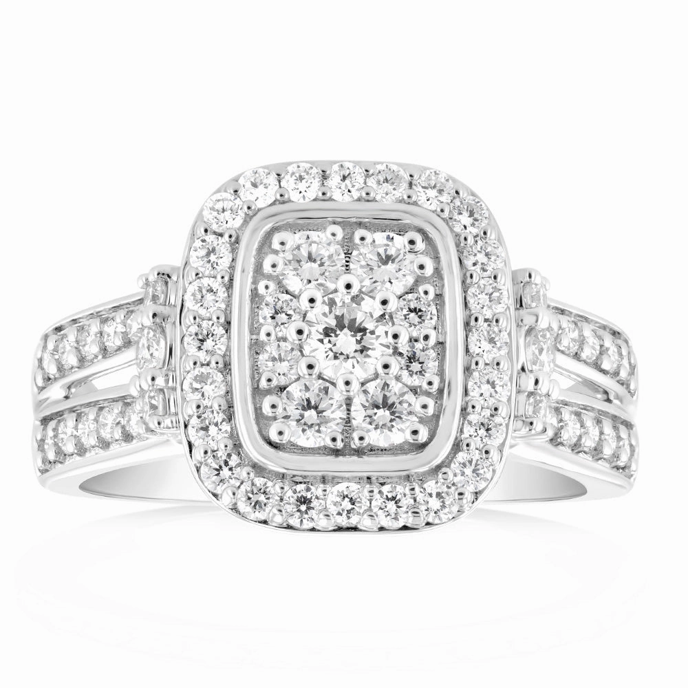 Luminesce Lab Grown 0.80 Carat Diamond Cluster Ring in 9ct White Gold
