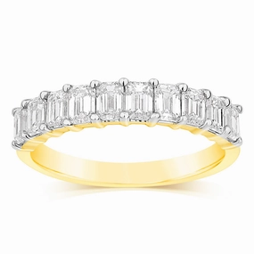 Luminesce Lab Grown 10ct Yellow Gold Eternity Emerald Cut Shaped Ring in 1 Carat Diamond