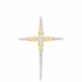 Luminesce Lab Grown 14ct Yellow Gold 1 Carat Diamond Cross Pendant