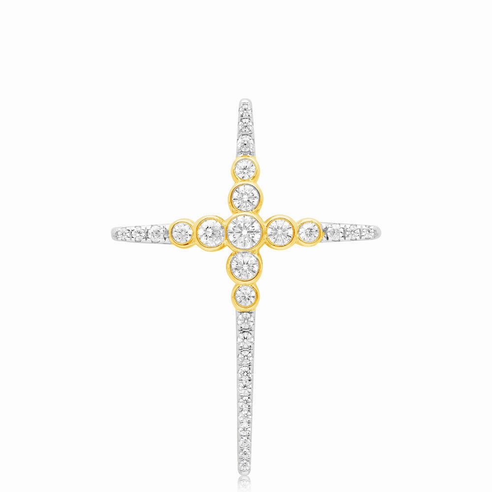 Luminesce Lab Grown 14ct Yellow Gold 1 Carat Diamond Cross Pendant