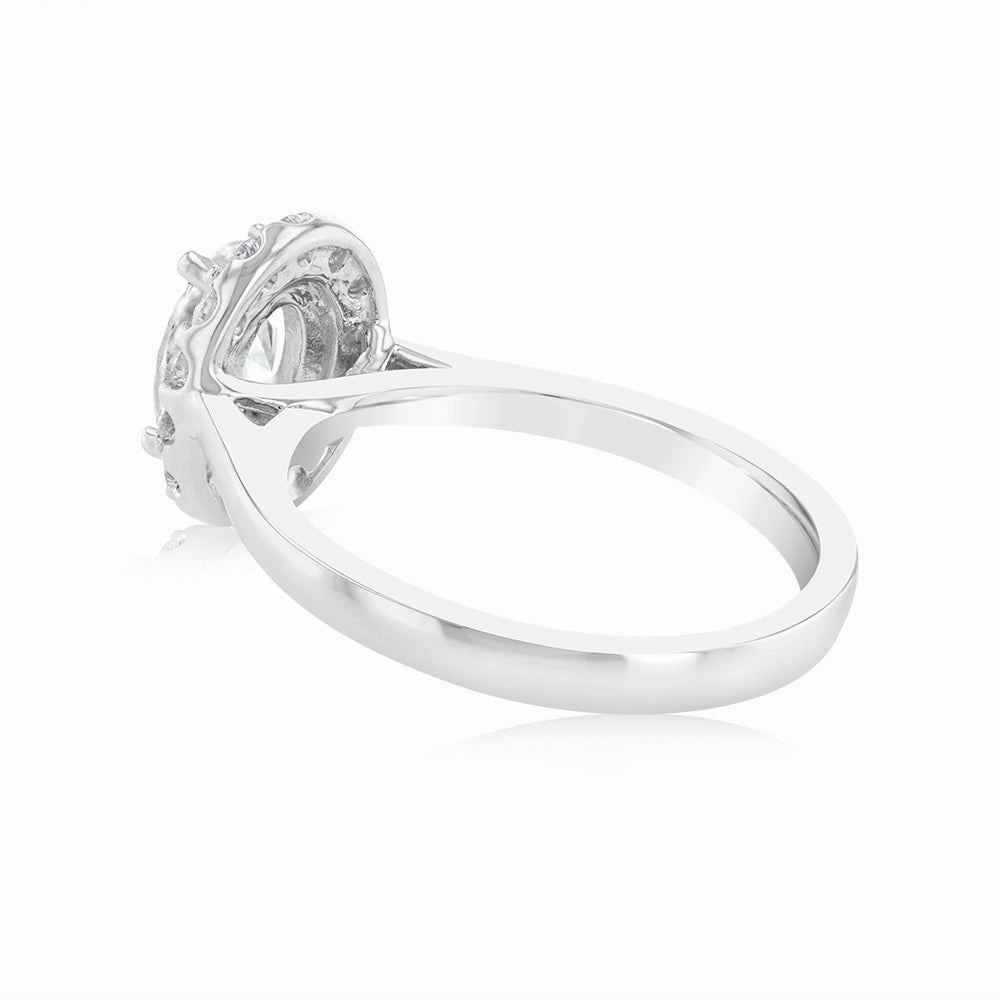 Luminesce Lab Grown 18ct White Gold 1.3 Carat Diamond Oval Halo Ring
