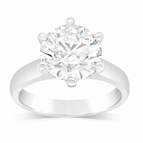 Luminesce Lab Grown 18ct White Gold 3 Carat Certified Diamond Solitaire Ring