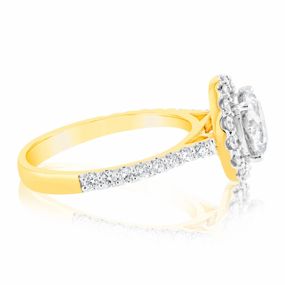 Luminesce Lab Grown 18ct Yellow Gold 2 Carat TW 1.5 Carat Certified Diamond Engagement Ring