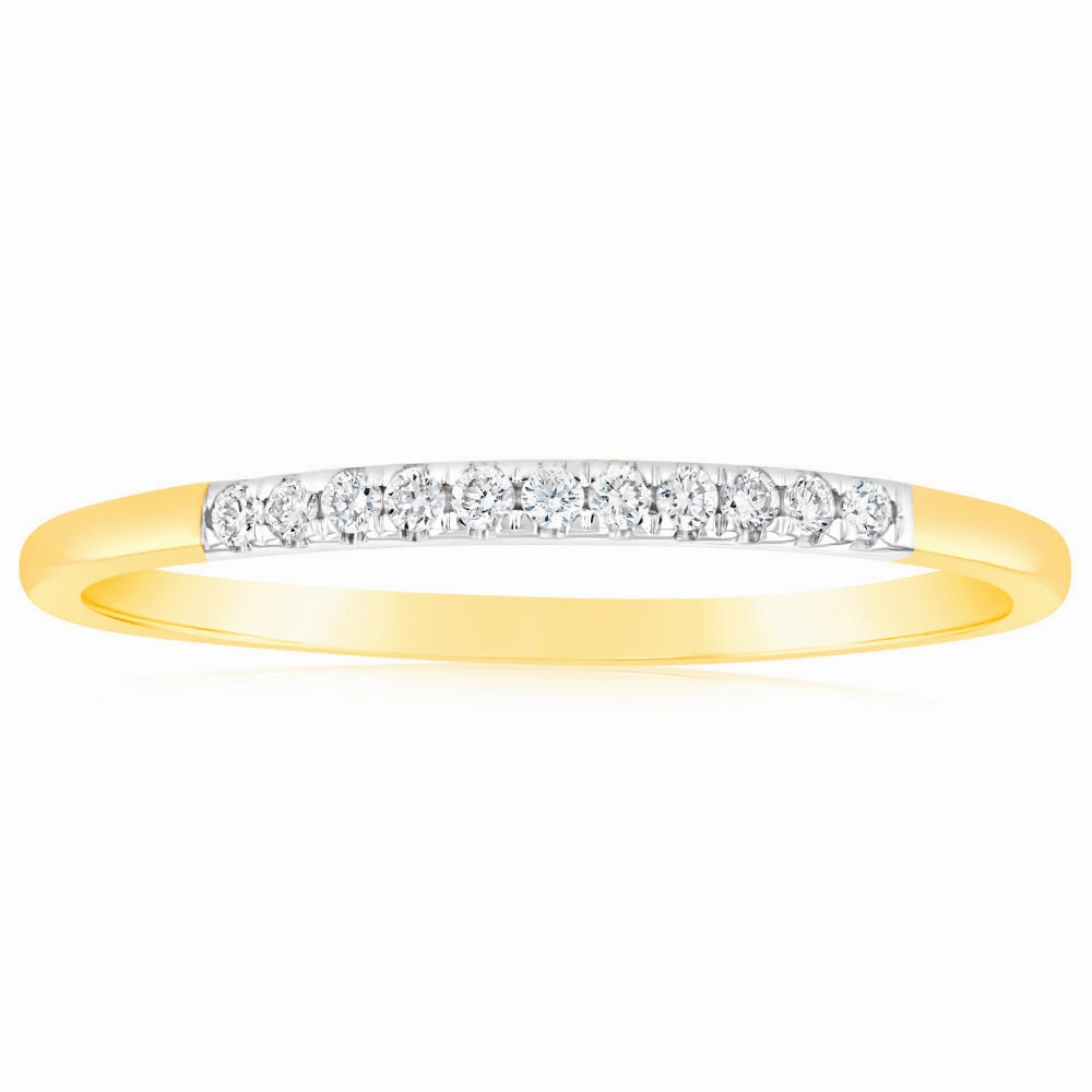 Luminesce Lab Grown 1/10 Carat Diamond Eternity Ring in 9ct Yellow Gold