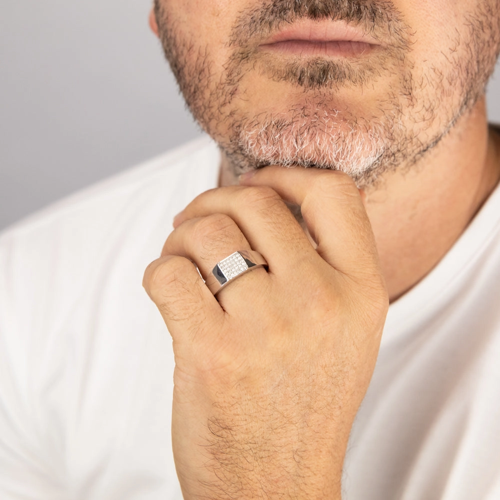 Luminesce Lab Grown 1/10 Carat Diamond Gents Ring in Sterling Silver