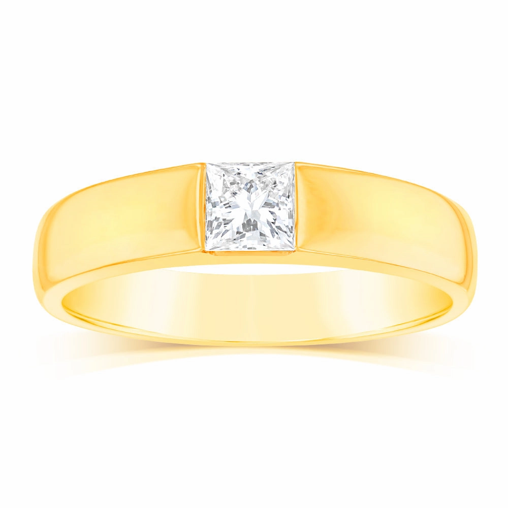 Luminesce Lab Grown 1/2 Carat Diamond Gents Ring in 9ct Yellow Gold