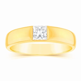 Luminesce Lab Grown 1/2 Carat Diamond Gents Ring in 9ct Yellow Gold
