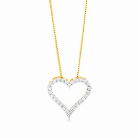 Luminesce Lab Grown 1/2 Carat Diamond Heart Pendant in 14ct Yellow Gold