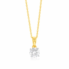 Luminesce Lab Grown 1/2 Carat Diamond Solitaire Pendant on 9ct Yellow Gold Adjustable Chain