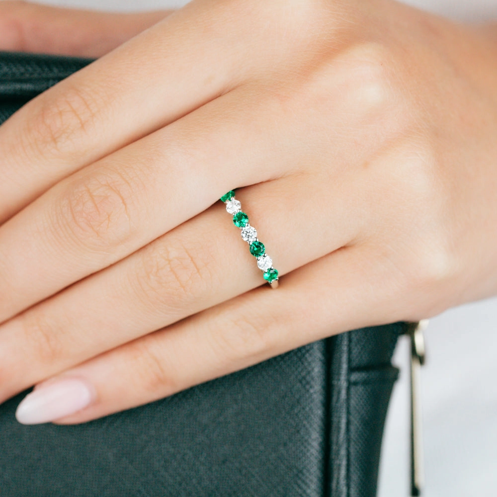 Luminesce Lab Grown 1/4 Carat Diamonds 4 Created Emerald Sterling Silver