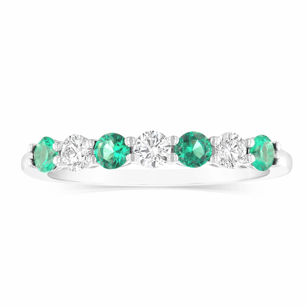 Luminesce Lab Grown 1/4 Carat Diamonds 4 Created Emerald Sterling Silver