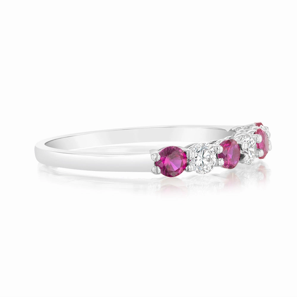 Luminesce Lab Grown 1/4 Carat Diamonds 4 Created Ruby Sterling Silver
