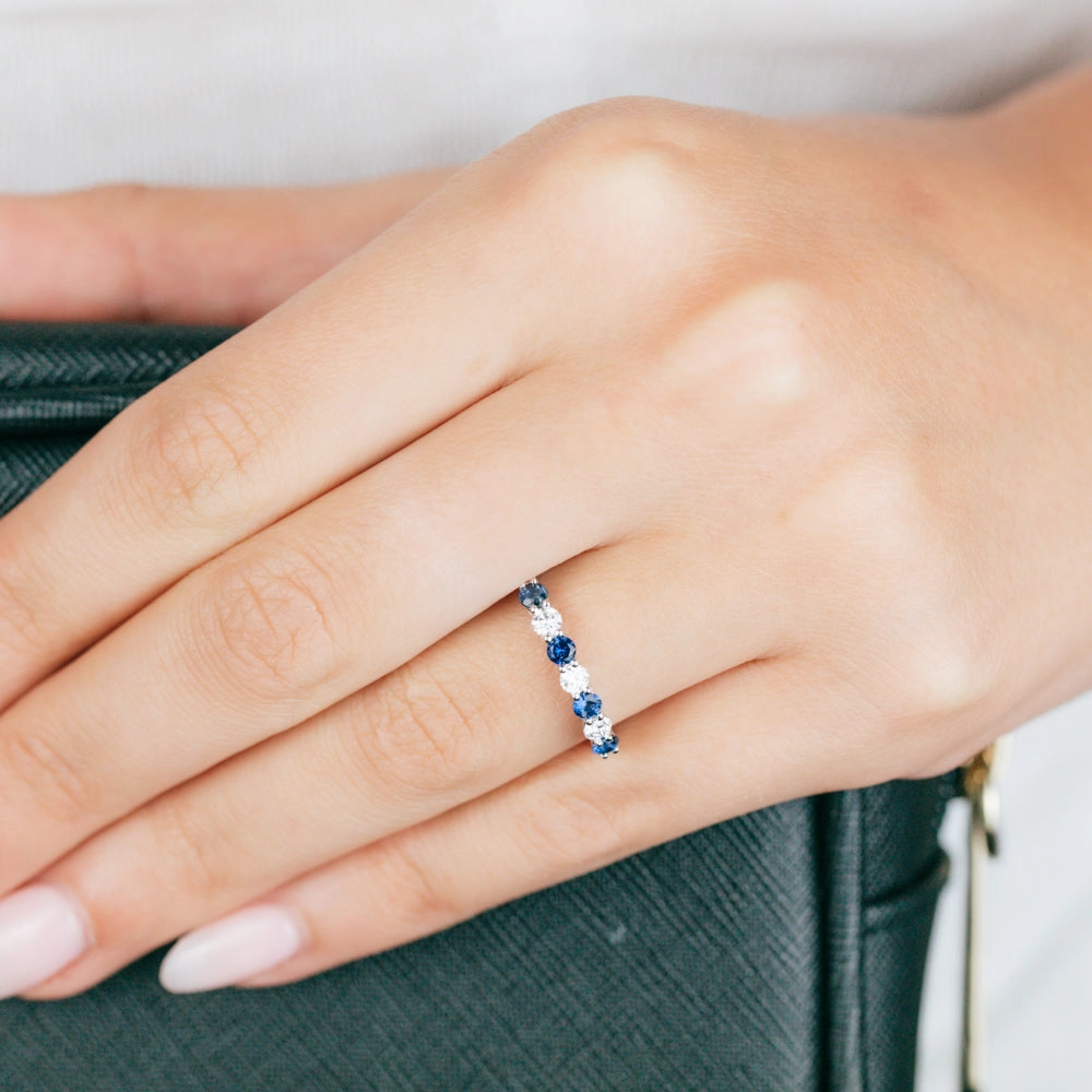 Luminesce Lab Grown 1/4 Carat Diamonds 4 Created Sapphire Sterling Silver
