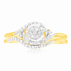 Luminesce Lab Grown 1/5 Carat Diamond Bridal Ring Set in 9ct Yellow Gold