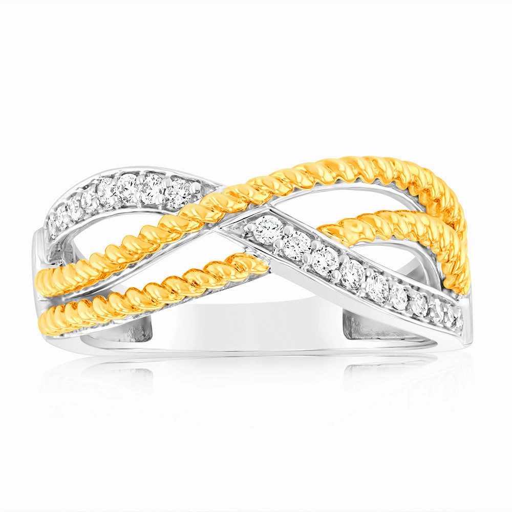 Luminesce Lab Grown 1/6 Carat Diamond Ring in 9ct Yellow Gold & Sterling Silver
