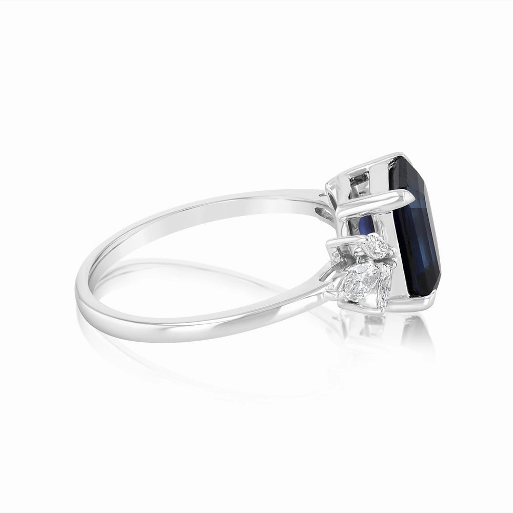 Luminesce Lab Grown 1.75 Carat Created Sapphire 1/4 Carat Diamond Ring in 9ct White Gold