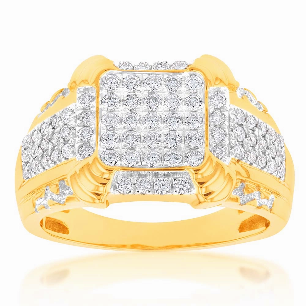 Luminesce Lab Grown 1 Carat Diamond Gents Ring in 9ct Yellow Gold