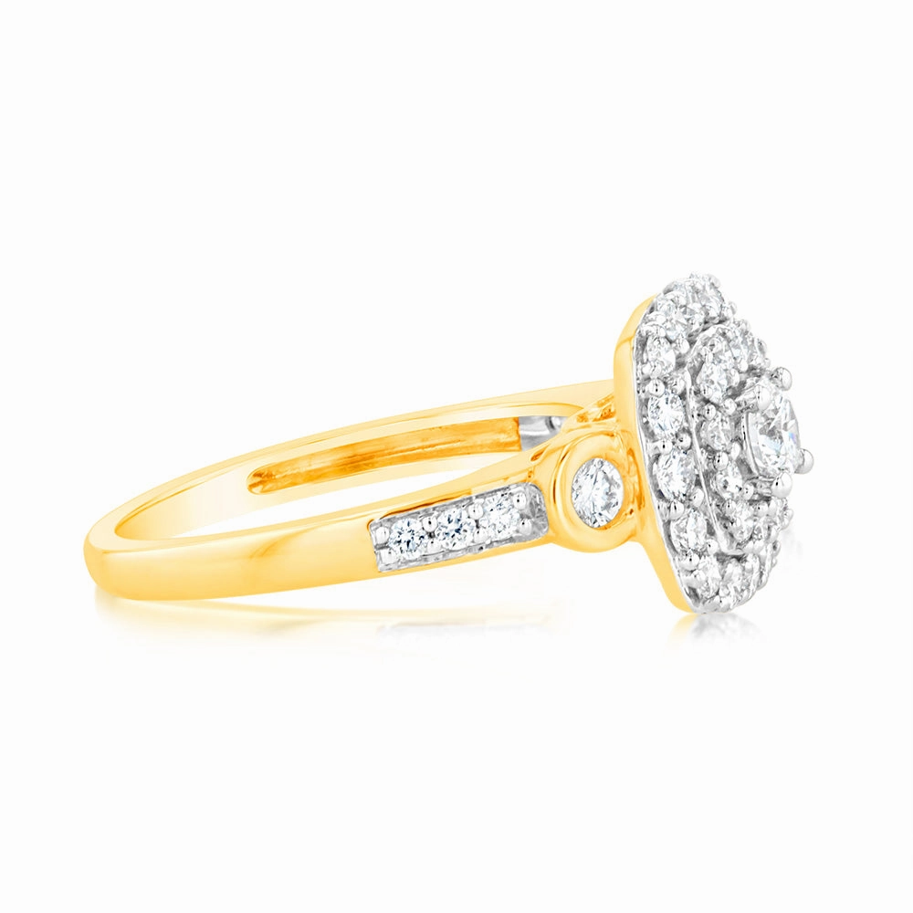 Luminesce Lab Grown 1 Carat Diamond Halo Engagement Ring in 9ct Yellow Gold