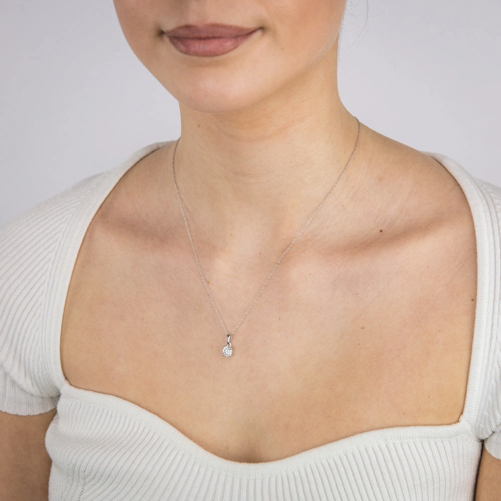 Luminesce Lab Grown 1 Carat Diamond Solitaire Pendant on 9ct White Gold Adjustable Chain