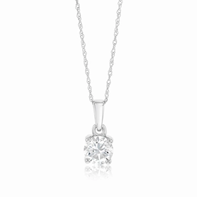 Luminesce Lab Grown 1 Carat Diamond Solitaire Pendant on 9ct White Gold Adjustable Chain